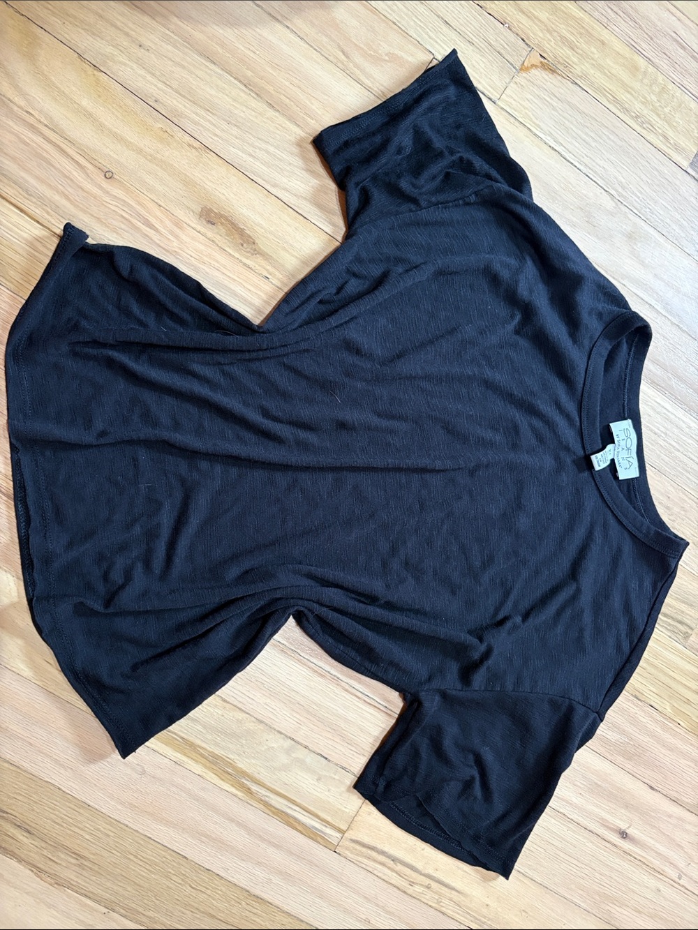 sofia by sofia vergara Black Short Sleeve Knit Top